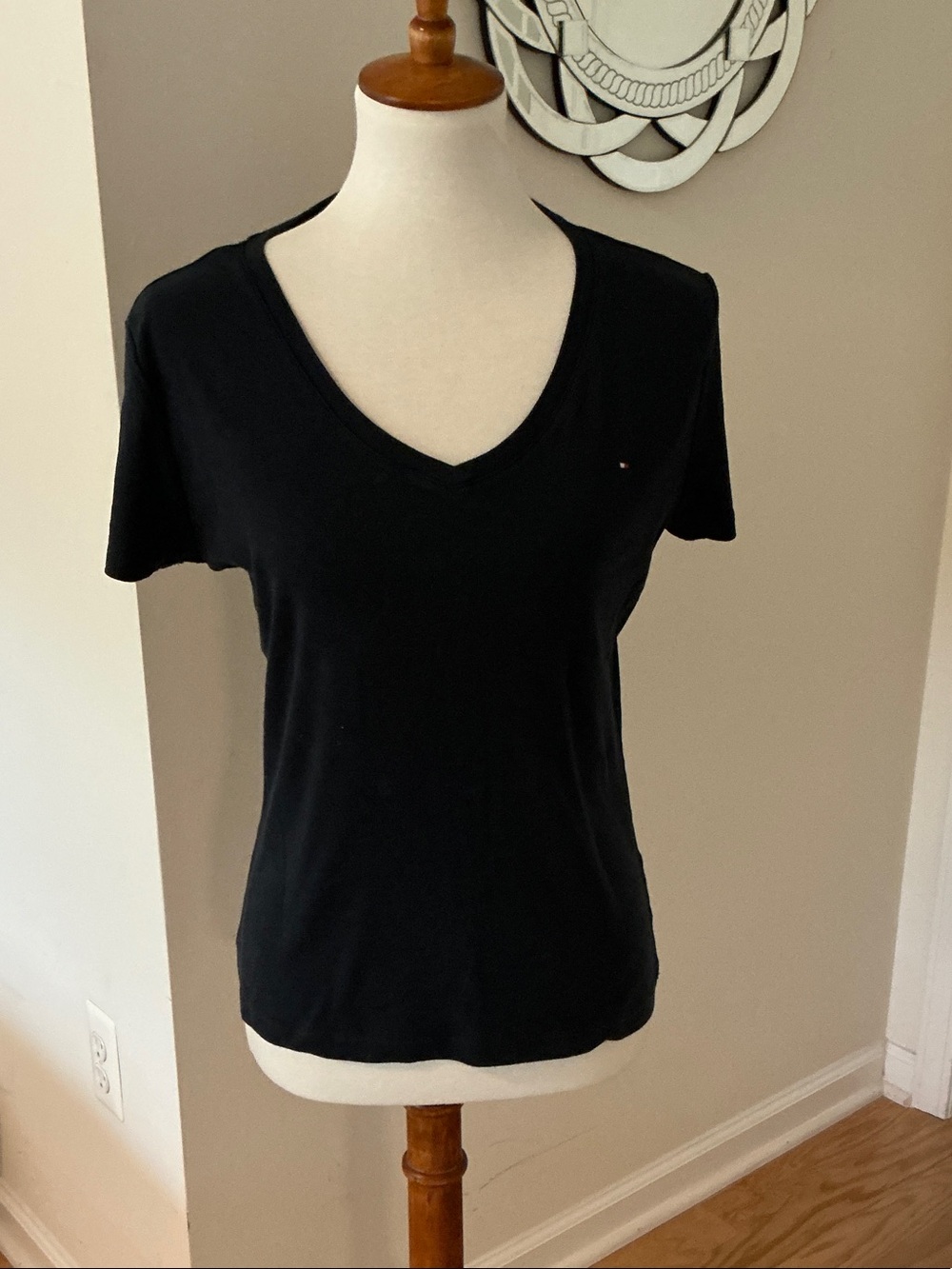 Tommy Hilfiger Black V-Neck Short Sleeve Tee